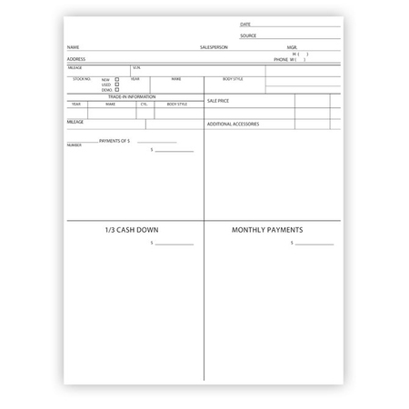 ASP Four Square Form / Customer Proposal, 8 1/2" X 11" Pk 8015